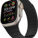 Compatible with Apple Watch Band 49mm 46mm 45mm 44mm 42mm 41mm 40mm 38mm, Silicone Magnetic Adjustable Loop Strap for iWatch Ultra 2 Series 10 9 8 7 SE 6 5 4 (49/46/45/44/42, Black)
