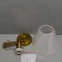 Swing Arm Wall Sconces, Plug-in Wall lamp,Bedroom Wall lamp  White Fabric Shadewith dimmable Switch and USB Charging Port, Suitable for Bedside, Living Room, Reading (Golden)