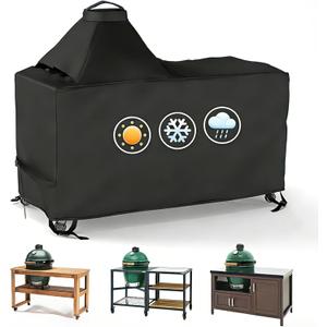 Grill Cover for 60 Inch Big Green Egg Grill Table, Waterproof Heavy Duty Outdoor Grill Cover, Kamado Ceramic BBQ Grill Cover, 600D Oxford Cloth Grill Cart Cover,Black, 60"L x 27.2"W x 30.7"H