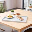 25 x 15 inches High-End Light Luxury Leather Rectangle Oversized Service Tray for Ottoman Tray, Coffee, Food, Family Dinner, Picnic, Party Essentials (Beige, 25 x 15 inch)