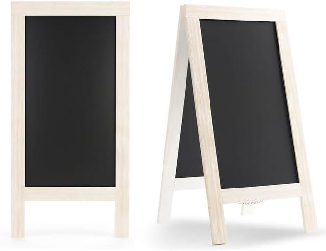 Sandwich Board 40"x20" 2Pack Solid Pine Wood Rustic White, Chalk Board Signs Outdoor, Chalkboard Easel, Menu Chalkboard