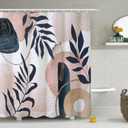 Boho Shower Curtain for Bathroom Navy Blue Palm Leaves Stone Waterproof Fabric Bathtub Stall Room Partition Decor Farmhouse Abstract Mid Century Pink Shower Curtains with Hooks 72x72 inches