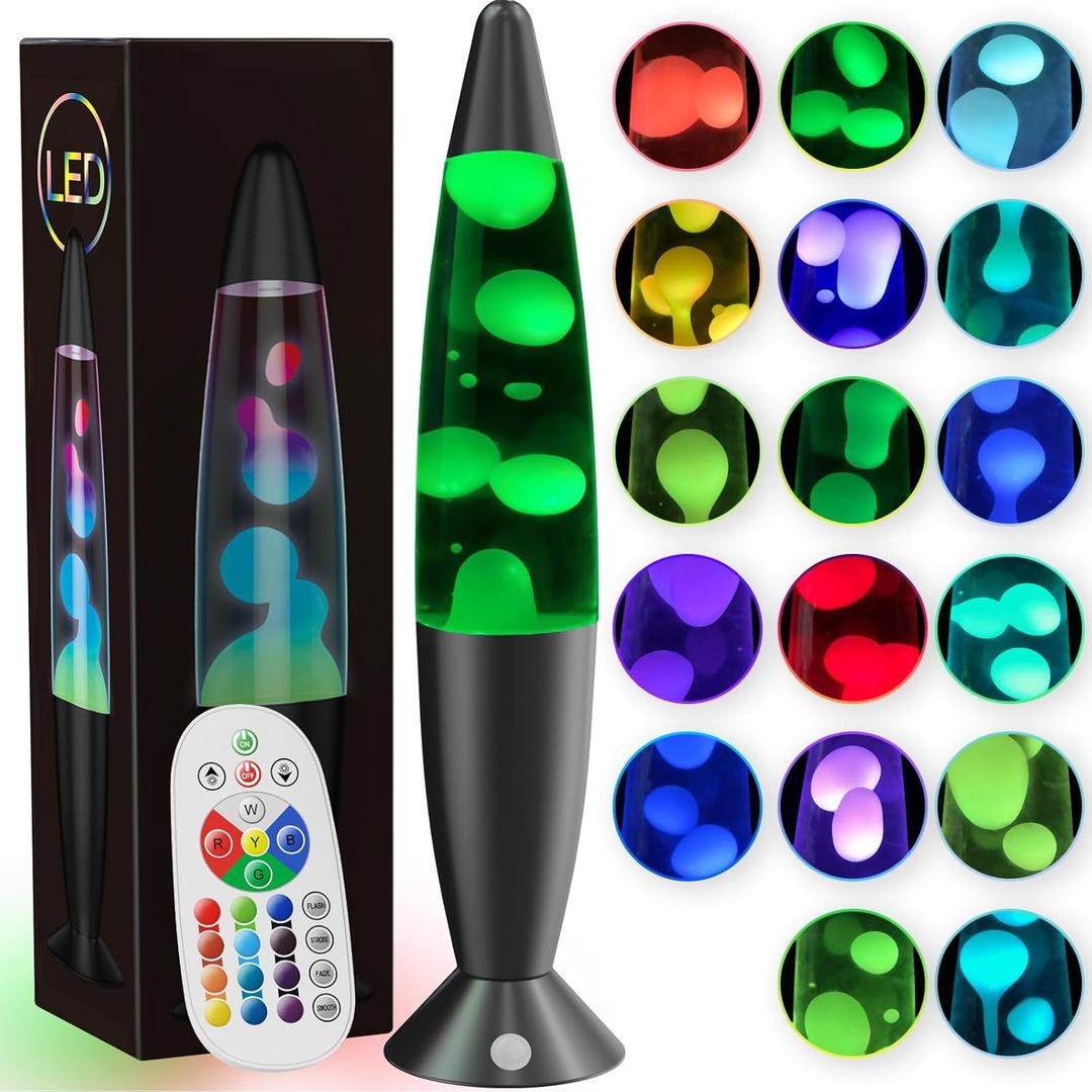 Black Liquid Motion Lamp 17 Colors Changing Lamp LED Night Light for Adults & Kids 13.5 Inch Pink Blue Red Green Purple Small Relax Mood Nightlight Table Lamp for Kids Room,Bedroom,Office Home Decor