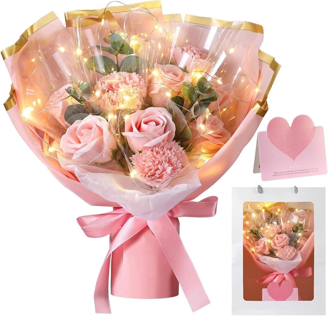 Thiccywoov Mother's Day Flower Bouquet Kit for Her 2026 DIY Artificial Flower Bouquets Rose Bouquet Gift with Bag for Birthday, Anniversary Present for Wife Grandma