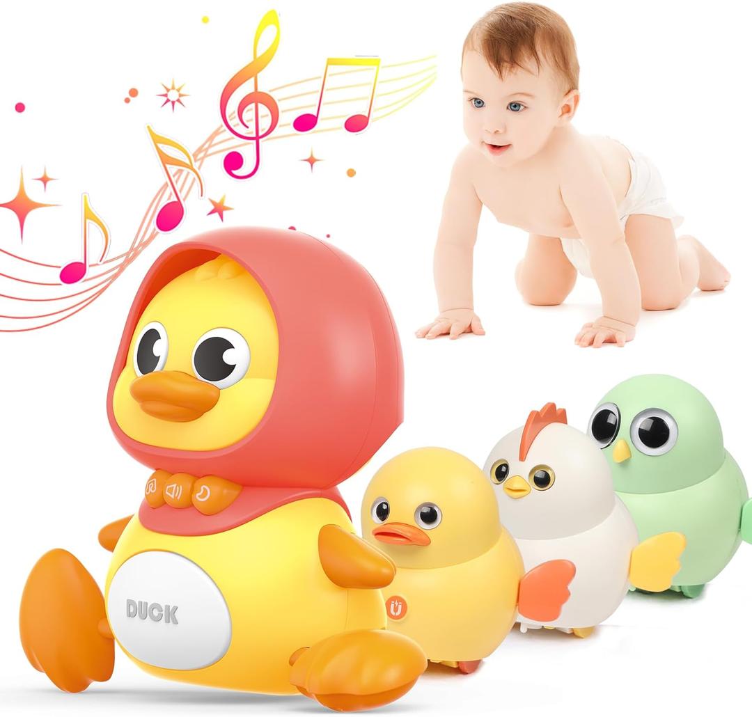 Baby Music Toy Duck Baby Belly Time Toys 12 Months Newborn Development Crawling Toy Glowing Walking Singing Toys 3-4 Years Old Boys and Girls Gifts (Yellow)