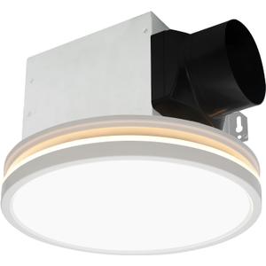 Akicon Bathroom Exhaust Fan with Light, 80 CFM 2.0 Sones Bathroom Fan for Ceiling, 3CCT 15W Dimmable LED Light and 3.5W Nightlight Vent Fan Combo for Home, Round, White