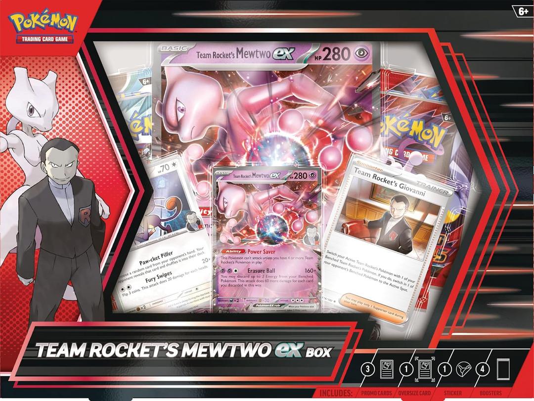 Pokemon TCG: Team Rockets Mewtwo ex Box - 4 Packs, Promos