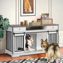 Yafylly 66" Double Dog Crate Furniture, Heavy Duty Dog Kennel with Divider, Durable Dogs Kennel with 2 Drawers, Large Dog Crate for 2 Dogs (White