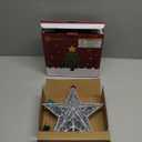 Christmas Star Tree Topper, Plug in Sliver Glittered 3D Star Tree Topper, Metal Hollow Designed Built-in 10 Bulbs String Lights for Indoor Office Christmas New Year Holiday Tree Decoration (Pvc Silver Star)