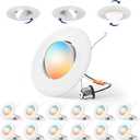 Amico 12 Pack 6 Inch Retrofit Eyeball Gimbal Can Lights, Adjustable Eyeball Directional 5CCT LED Recessed Lights, Dimmable, 2700K/3000K/3500K/4000K/5000K Selectable, 7W 650LM, ETL&FCC