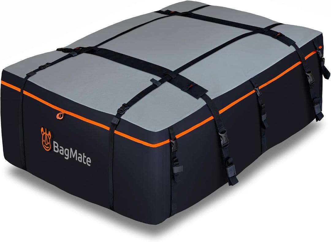 23 Cubic Feet Roof Bag – Safety Tested Heavy-Duty Waterproof Rooftop Cargo Carrier for All Cars & SUVs (with or Without Rack) – Includes Protective Mat & Storage Bag – Military-Grade 840D PVC