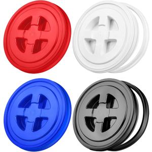 Aodaer 4 Pieces Seal Lid 5 Gallon Bucket Twist Lid Food Storage Container Lid Reusable Plastic Seal Lid Food Storage Container Lids, Mixed Colors
