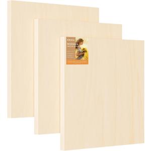 Wooden Art Panels for DIY Painting - Mother Gifts, Christmas Crafts & Home Décor | 16x16 Inch Canvas Wood Boards, Unfinished Wooden Canvas for Adults & Kids (3-Pack)