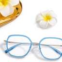 Lightweight Clear Glasses for Women Men, Non Prescription Eyewear Frame, Clear Lens Replaceable, Spring Metal Hinges (Blue)