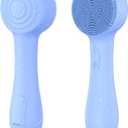 Facial Cleansing Brush Silicone Face Scrubber Waterproof Rechargeable Exfoliator Massage Device for Men & Women, Deep Pore Cleansing, Exfoliating, Removing Blackhead Electric Face Scrub Brush (Blue)