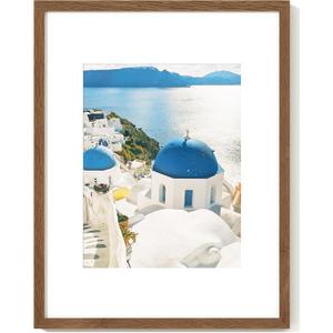 Axeman 16x20 Picture Frame with Mat for 11x14, Solid Oak Wood Poster Frame with Tempered Glass for Home Decor, Wooden 16x20inch Photo Frame for Art Photo and Prints, Wall Hook Included, Walnut (16x20-1P Real Glass)