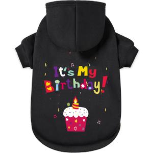 GreenJoy Dog Sweater Dog Hoodie Cold Weather Coat Hooded Sweatshirt for Puppies,Cats,Dogs (Black(It's My Birthday), X-Small)