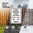 SmartSign 10 x 7 inch Please Deliver All Packages To The Back Door Left Arrow Yard Sign, 40 mil Laminated Rustproof Aluminum, 21.5 inch Tall Sign & Stake Kit, Multicolor