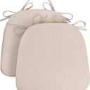 Sunsleek Chair Cushions for Dining Chairs, D-Shaped Seat Cushions with Removable Washable Cover and Ties, Chair Pads for Kitchen, Indoor Dining Room, Patio Chairs, 17'' x 16'', Set of 2, Beige