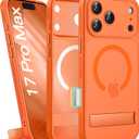 BXYJY for iPhone 17 Pro Max Case Magnetic with Stand, Camera Control Button, Full Lens Protection, Compatible with MagSafe, Military Grade, Translucent Thin Women Men Hard Case for 17 Pro Max, Orange