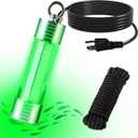 150W 20000LM Green Underwater Fishing Light,Submersible LED Light with Tow Rope for Dock Boat Shore Night Fishing,Fresh & Salt Water Fish Attractor Light 33ft Cable