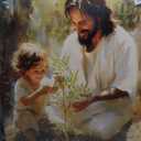 Danseed Jesus With Child Canvas Wall Art Religious Spiritual Wall Decor Pictures Christian Children's Room Posters Prints for Kids Bedroom Baby Room Nursery Girls Boys Room Decoration Ready to Hang