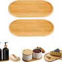 2PCS Bamboo Bathroom Trays - Suitable for The Bathroom,Kitchen,Breakfast Tray and Decorative Tray (6.88 in * 3.46 in)