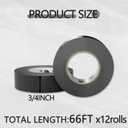 SWRT 12 Pack UL/CSA Listed Black Electrical Tape 7 mils -600V, 0.75 in x 66 FT Electric Tape Flame Retardant, Strong Adhesive, for Home DIY Electrical Repairs Professional Installations