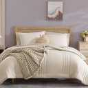 Monbix King Size Comforter Set - 7 Pieces Bed in a Bag King, Apricot Beige Bedding Sets with Comforter, All Seasons Down Alternative Comforter Bed Set with Sheets, Pillowcases & Shams