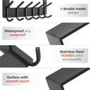 Matte Black Over The Door Hooks Heavy Duty Stainless Steel Door Hanger with 6 Double Hooks for Hanging Towels, Coats, Robes, Hats, Bags No Drill Over Door Towel Rack for Bathroom & Bedroom