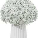 30 Pcs White Artificial Baby's Breath Flowers, Lifelike Rubber Fake Gypsophila Bouquets, 8.26" Short Stems with 1350 Blooms for Wedding Centerpieces, DIY Floral Arrangements & Home Decor