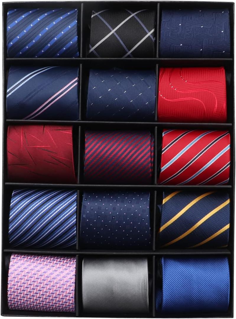kaxilu Neckties for Mens 15pcs Assorted Zipper Ties for Men, Silky Zip Up Ties, Men's Adjustable Pretied Ties Set (Size-19"x3.3"[48*8CM], Multicolor-[15pcs]19"x3.3")