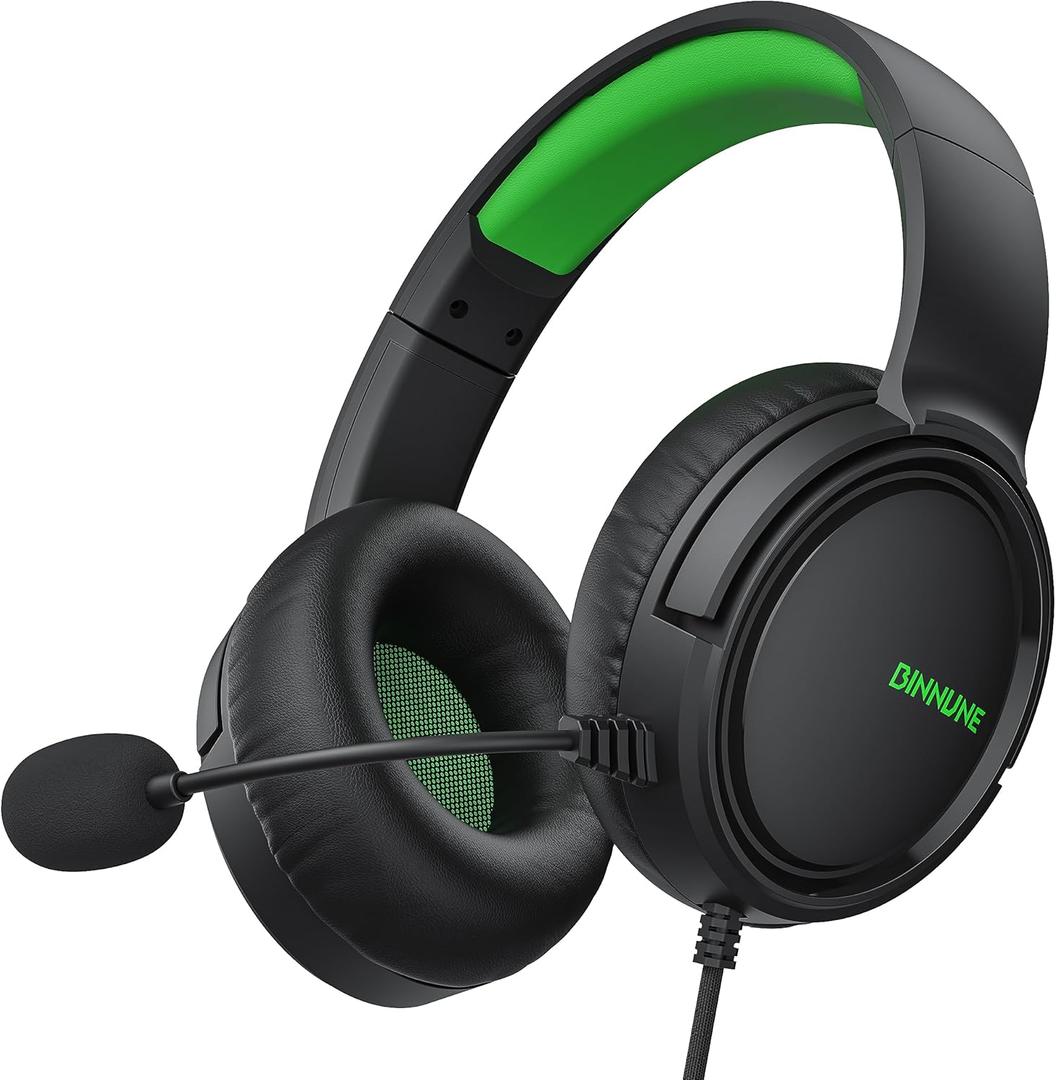 BINNUNE Gaming Headset with Mic for Xbox Series X|S Xbox 1 PS4 PS5 PC NS, Wired Audifonos Gamer Headphones with Microphone for Xbox 1 PS 4|5