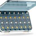 Pill Organizer 7 Day, Weekly Pill Box, Pill Case Large 28 Compartment, Portable Daily Medicine Container (Blue) (Blue, Large)