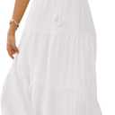 Fisoew Women's Spaghetti Strap Maxi Dress Summer Sleeveless Side Cut Out Dress Casual Boho Backless Flowy Long Dresses (White)