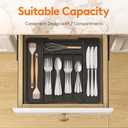 2 x Lifewit Expandable Silverware Organizer, Plastic Utensil Tray for Kitchen Drawer, BPA Free Flatware Cutlery Holder, Space-Saving Storage for Spoons Forks Knives, 8.5-14 x 12 x 1.5 inch, Black