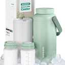 Breast Milk Cooler Bottle - 12H+ Ice-Cold/24H Safe Storage, Compatible with Spectra Pumps, TSA Approved Travel Chiller, 18oz (2x9oz) Lightweight Leakproof Container for Work, Green
