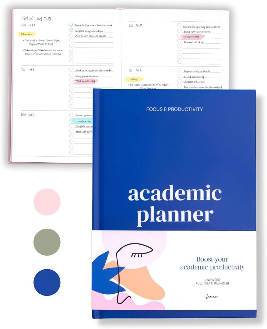 Lamare Academic Planner 2026 College Essentials – Undated Weekly College Student Planner for Homeschool, High School, College & Nursing Students