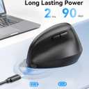 TECKNET Ergonomic Mouse, Wireless Bluetooth Vertical Mouse (BT5.3/3.0 & 2.4G) Rechargeable 4800 DPI Optical Mouse with 6 Adjustable DPI, Quiet Clicks, USB A Receiver, 6 Buttons - Wide Compatibility