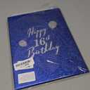 Crenics 16th Birthday Decorations for Boy or Girls, Creative 16th Birthday Guest Book Alternative, Blue and Silver 16 Birthday Signature Book 18 x 12 inch, Great Sweet 16 Birthday Gifts