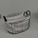 Set of 2 Lined Metal Wire Oval Basket with Handle, Black 9x14, 12x16 Inch