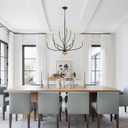 12-Lights Farmhouse Chandelier for Dining Room, 34 Inch Black and Gold Chandeliers for High Ceilings Foyer Modern Large Pendant Light Fixtures for Living Room Entryway Hallway Kitchen Island E12
