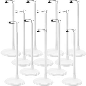 Yaocom 12 Pcs Adjustable Doll Stand Display Holder for 14 to 18 Inches Action Figure Stands with Expandable Waist Wire Bracket Support Dolls Display Rack for Home Shop Birthday Party(White)