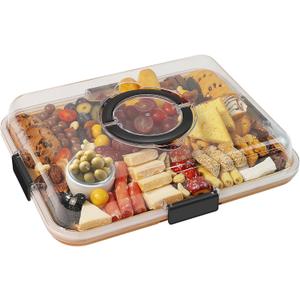 Charcuterie Board with Clear Lid, Travel Portable Cheese Board Charcuterie Boxes Cutting Boards for Kitchen, House Warming Gifts New Home, Gifts for Women (6 Compartments Black) Charcuterie Board with Clear Lid, Travel Portable Cheese Board Charcuterie Boxes Cutting Boards for Kitchen, House Warming Gifts New Home, Gifts for Women (6 Compartments Black)