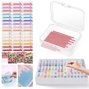 Glotrove Diamond Art Storage Containers Trays, 45pcs Diamond Painting Trays with Lids, 2-in-1 Beads, Gems & Drills Storage and Line-Up Accessories for Diamond Painting