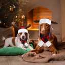 Coume Christmas Antler Check Dog Hat and Scarf Set Winter Red and Black Buffalo Plaid Pets Hats with Earmuffs Adjustable Xmas Festive Party Pet Dress up Costume Accessories(L)