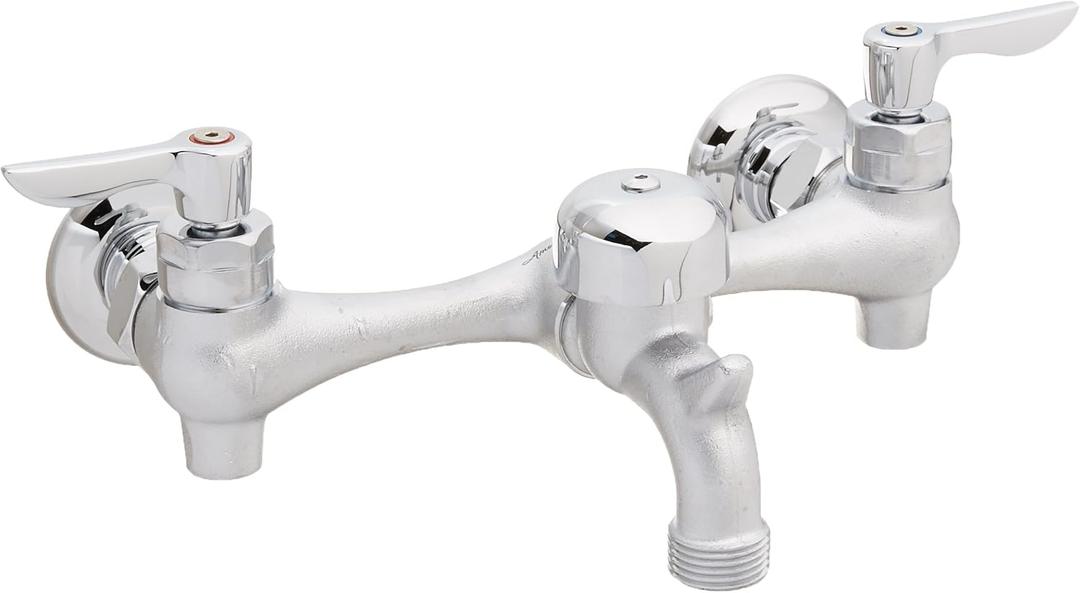American Standard 8350243.004 Service Sink Faucet, 3 Inch Vacuum Breaker Spout, Supply Stops, Rough Chrome