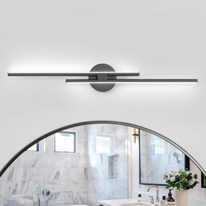 EDISLIVE Dimmable Modern LED Vanity Light Fixtures Bathroom Vanity Wall Lighting, 31.5 in Mirror Vanity Lighting Fixtures for Bathroom Bedroom Makeup Living Room, Black