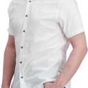 DKNY Short Sleeve Mens Button Down Shirt - Modern Fit, Breathable Stretch Cotton | Solid Woven Button Up Shirts for Men (X-Large, White)
