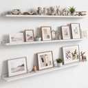 WOPITUES Floating Shelves for Wall, 56" Picture Ledge Shelf with Lip, White, 56in